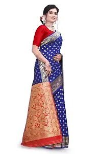 Women?s Daily/Party/Wedding/Casual Wear Rapier Jacquard Banarasi Cotton Silk Saree With Jacquard Designed Unstitched Blouse Piece.-thumb3