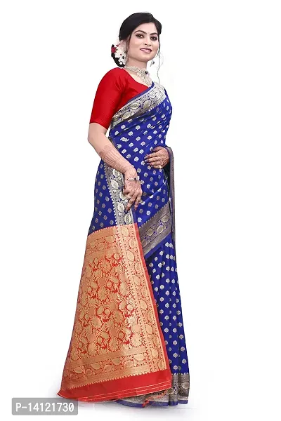 Women?s Daily/Party/Wedding/Casual Wear Rapier Jacquard Banarasi Cotton Silk Saree With Jacquard Designed Unstitched Blouse Piece.-thumb4