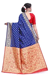 Women?s Daily/Party/Wedding/Casual Wear Rapier Jacquard Banarasi Cotton Silk Saree With Jacquard Designed Unstitched Blouse Piece.-thumb2