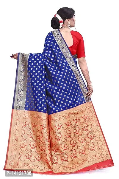 Women?s Daily/Party/Wedding/Casual Wear Rapier Jacquard Banarasi Cotton Silk Saree With Jacquard Designed Unstitched Blouse Piece.-thumb3