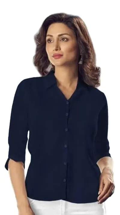 HOCONN Women Girls Casual Shirts with Mid Sleeve | Stylish Western Shirts for Girls Women| Official Formal Shirts for Girls Women| Classic fit Shirts