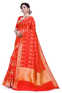 Women?s Daily/Party/Wedding/Casual Wear Rapier Jacquard Banarasi Cotton Silk Saree With Jacquard Designed Unstitched Blouse Piece.-thumb1