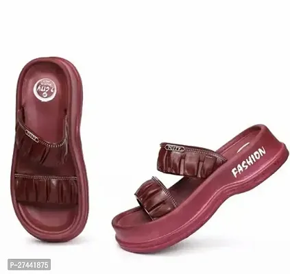 Elegant Maroon EVA Solid Sandals For Women