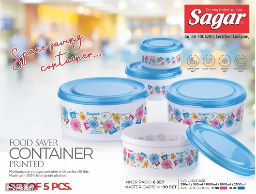 CONTAINER FOOD SAVER PRINTED 5pcs Set