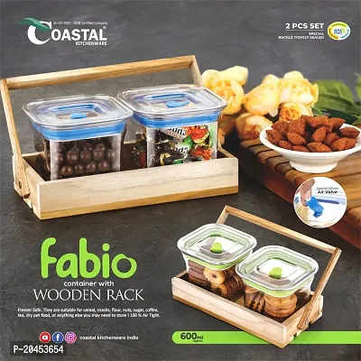 CONTAINER FABIO WITH WOODEN RACK 2 PCS SET