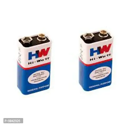 9 VOLTS HW BATTERY pack of 2, HI-WATT 100% 9V Long Life Battery-thumb0