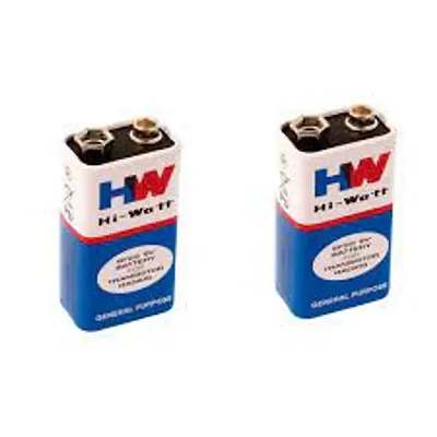 9 VOLTS HW BATTERY pack of 2, HI-WATT 100% 9V Long Life Battery