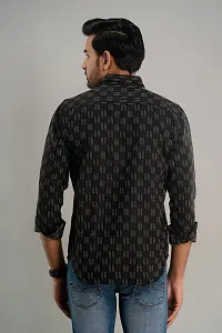 ROZ TEXTILES Men Handloom Cotton Shirts for Men Slim Fit Coller Pettern Full Sleeves Shirt (Medium, Black)-thumb4