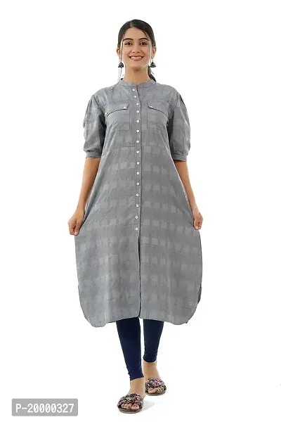 Roz Textiles Women Cotton Kurti | Cotton Kurti with Pocket | Staight Kurti Kurti | Simple Cotton Kurti | Comfortable Kurti for Women | Cotton Kurti (Large) Grey