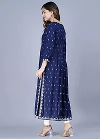 Women's Viscose Rayon Round Neck 3/4 Sleeve Printed Naira Cut Kurti-thumb4