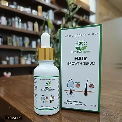 Natural Herbal Support Hair Growth Serum For Women And Men - 100% Ayurvedic Hair Serum With Growth Actives - For Reducing Hair Fall - Dandruff Control - Increase Hair Density (30 Ml)-thumb0