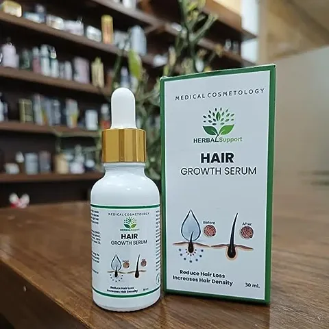 Natural Herbal Support Hair Growth Serum For Women And Men - 100% Ayurvedic Hair Serum With Growth Actives - For Reducing Hair Fall - Dandruff Control - Increase Hair Density (30 Ml)