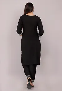 Women Kurti and Pant Set Viscose Rayon Black Colour With Zari Embroidery-thumb2