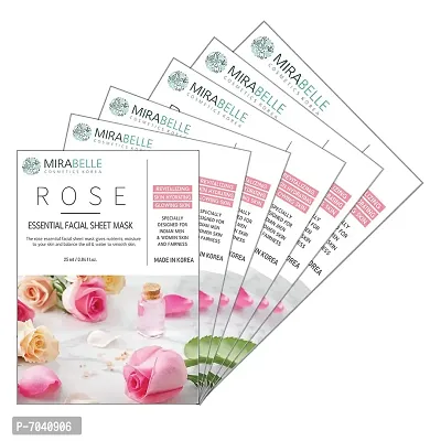 Mirabelle Cosmetics Rose Essential Facial Sheet Mask (Pack of 6)