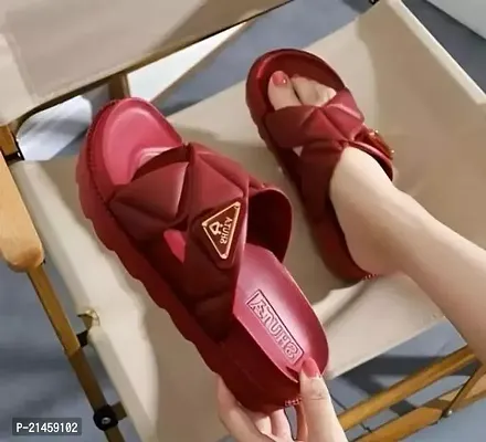 Elegant Maroon EVA Solid Sandal For Women