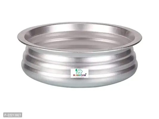 Subaa Aluminium Uruli/Meen Chatty/Cook Healthy Indolium Uruli Vessel Pot for Cooking in Utensils Kitchen Cookware Pot/Urli Cooking/Bhagona/patila/Lagan Pot - Silver (1Ltr) Small-thumb0