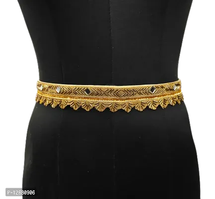 Stylish Cloth Embroidery Saree Kamarband Belly Waist Hip Belt Stretchable For Wedding