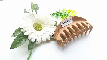 Airclip Hair Clip Imported Rubber Acrylic Material Butterfly Hair Clips For Women, Hair Clutchers woth Wooden Color Combination on Pack of 2-thumb1