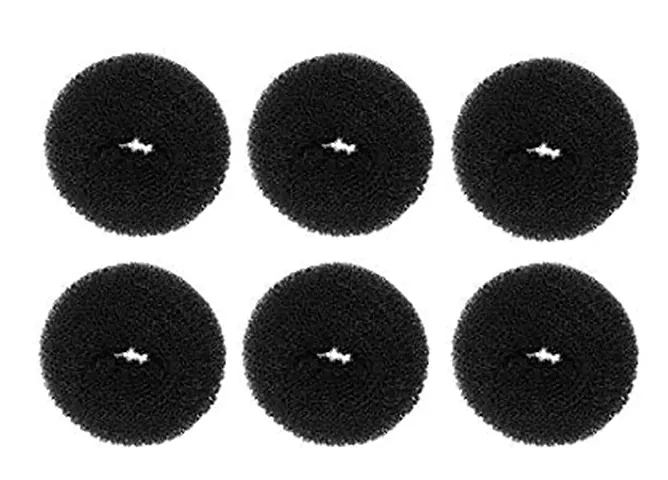 Airclip Set Of Black 6 Pcs (2small 2 medium 2 large) Combo Pack Of Bun Donuts For Bun Maker Juda Hair Accessories Hair Styling Tools