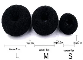 Airclip Set Of Black 6 Pcs (2small 2 medium 2 large) Combo Pack Of Bun Donuts For Bun Maker Juda Hair Accessories Hair Styling Tools-thumb3