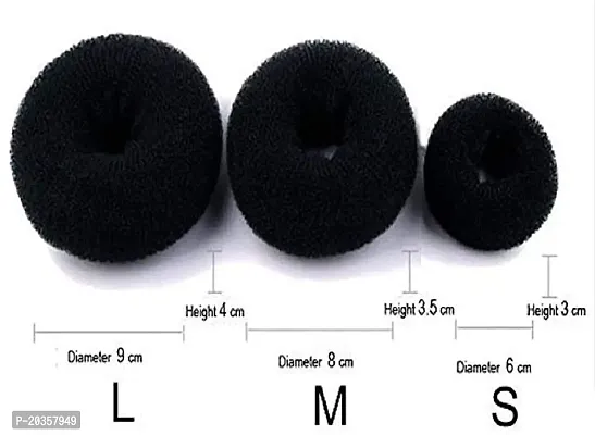 Airclip Set Of Black 6 Pcs (2small 2 medium 2 large) Combo Pack Of Bun Donuts For Bun Maker Juda Hair Accessories Hair Styling Tools-thumb4