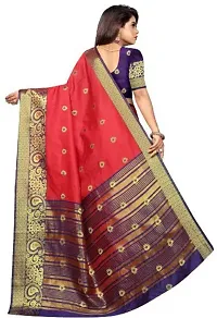 Stylish Red Chiffon Woven Design Saree with Blouse piece For Women-thumb1