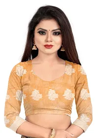 Stylish Orange Cotton Silk Saree With Blouse Piece For Women-thumb2