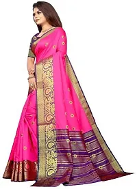 Stylish Pink Chiffon Woven Design Saree with Blouse piece For Women-thumb2