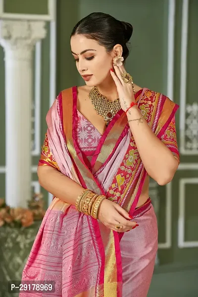 Stylish Cotton Silk Peach  Saree with Blouse piece For Women