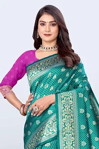 Stylish Sea Green Art Silk Jacquard Saree with Blouse piece For Women-thumb2