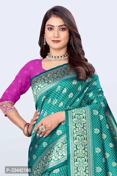 Stylish Sea Green Art Silk Jacquard Saree with Blouse piece For Women-thumb3