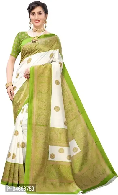 Stylish Green Art Silk Self Pattern Saree with Blouse piece For Women-thumb0