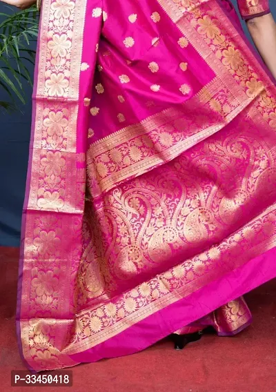 Stylish Pink Art Silk Saree With Blouse Piece For Women-thumb2