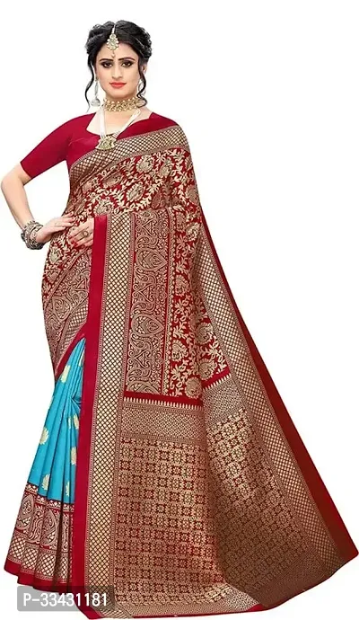 Stylish Red Art Silk Saree With Blouse Piece For Women-thumb0