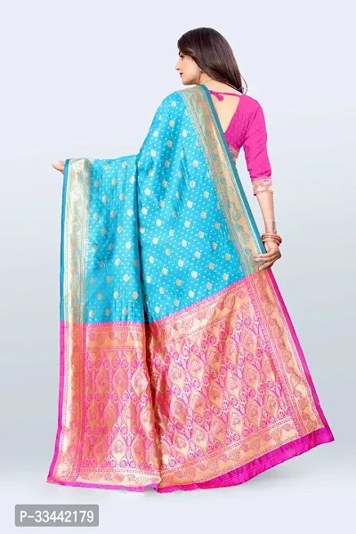 Stylish Blue Art Silk Woven Design Saree with Blouse piece For Women-thumb2