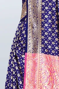 Stylish Navy Blue Art Silk Woven Design Saree with Blouse piece For Women-thumb2