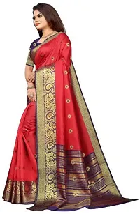 Stylish Red Chiffon Woven Design Saree with Blouse piece For Women-thumb2