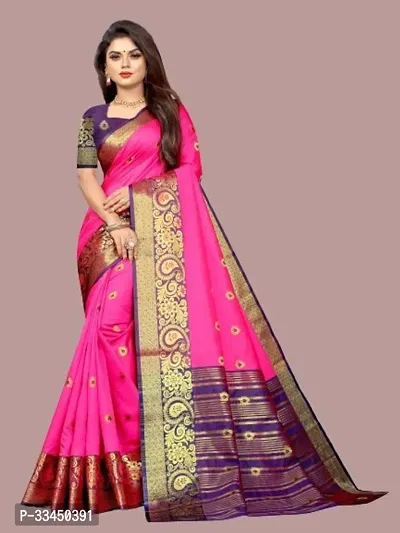 Stylish Pink Georgette Saree With Blouse Piece For Women