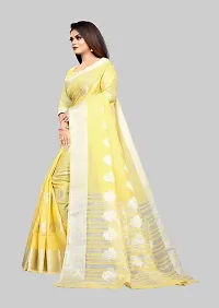 Stylish Yellow Cotton Silk Saree With Blouse Piece For Women-thumb2