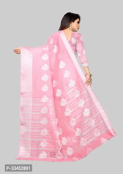 Stylish Pink Cotton Silk Saree With Blouse Piece For Women-thumb2