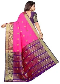 Stylish Pink Chiffon Woven Design Saree with Blouse piece For Women-thumb1