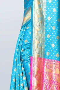 Stylish Blue Art Silk Woven Design Saree with Blouse piece For Women-thumb2