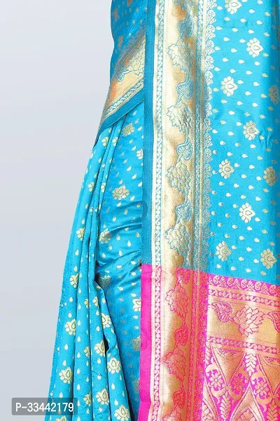 Stylish Blue Art Silk Woven Design Saree with Blouse piece For Women-thumb3