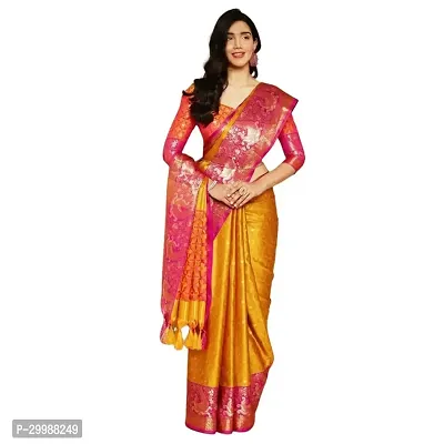 Stylish Yellow Jacquard Saree with Blouse piece For Women-thumb0