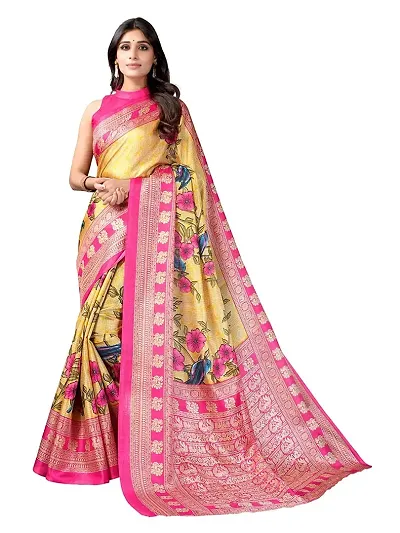 Fancy Silk Blend Saree with Blouse Piece for Women