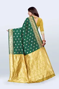 Stylish Green Art Silk Woven Design Saree with Blouse piece For Women-thumb1