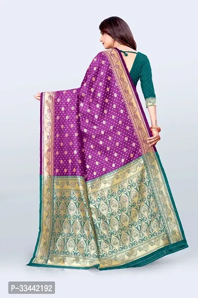 Stylish Purple Art Silk Woven Design Saree with Blouse piece For Women-thumb2