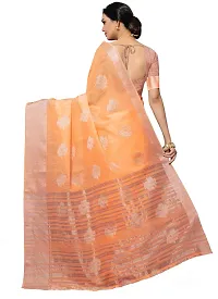 Stylish Orange Cotton Silk Saree With Blouse Piece For Women-thumb1