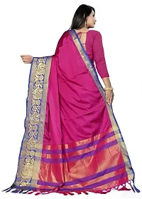 Stylish Pink Cotton Silk Saree With Blouse Piece For Women-thumb1