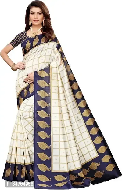 Elegant White Art Silk Self Pattern Saree With Blouse Piece For Women